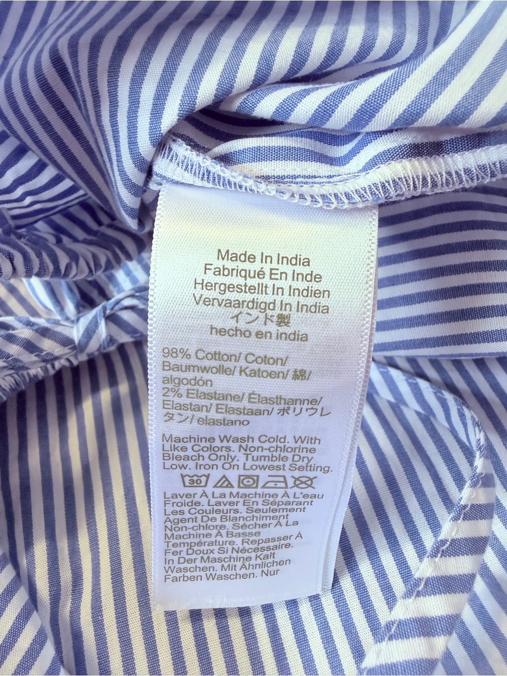 J.Crew Factory Blue White Stripe Puff Sleeve Tie Front Blouse XL Cotton NWT - Picture 4 of 4